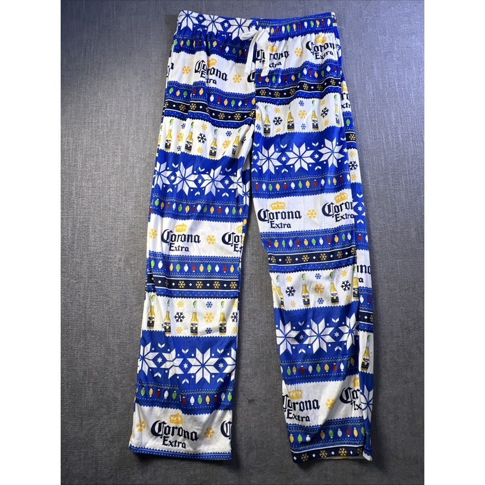 Corona Extra Pajamas Holiday Festive Mens Small All Overall Print Sleep Pants